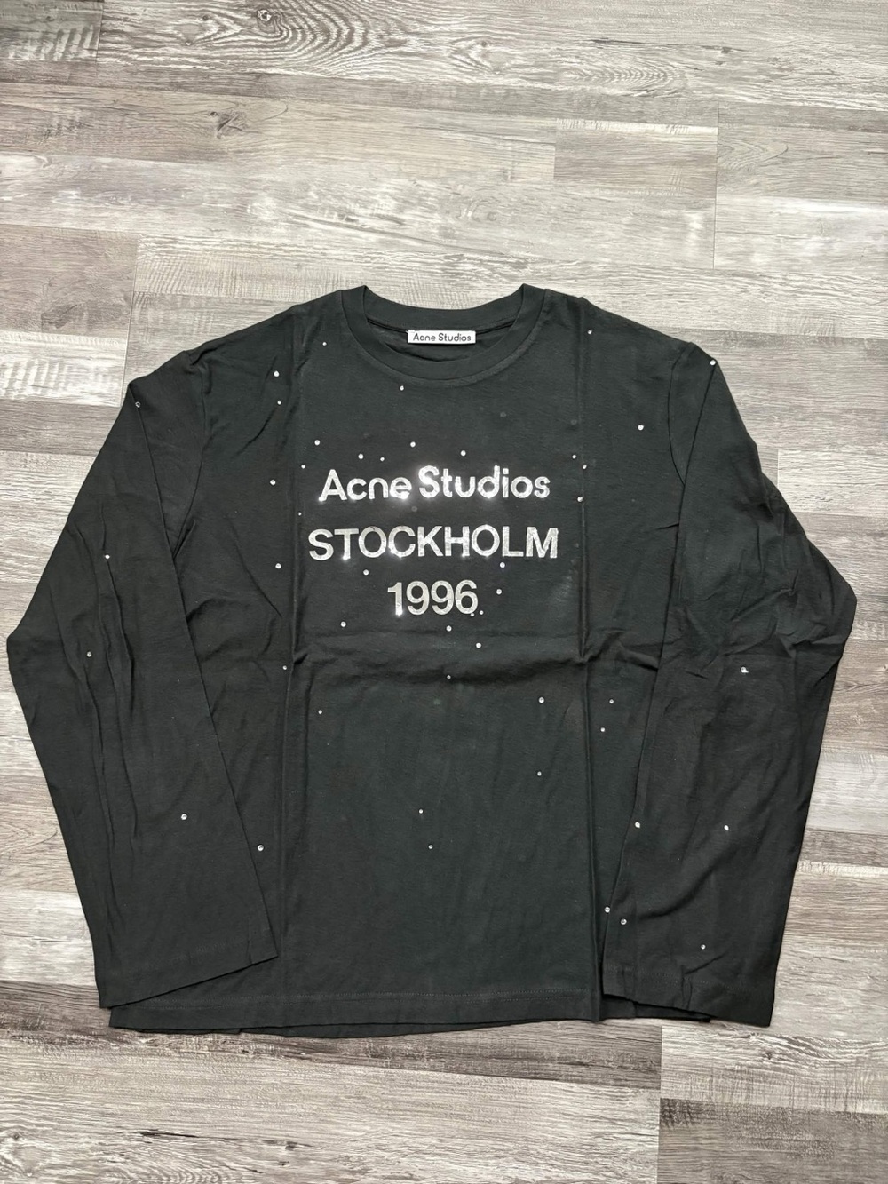 Acne Studios Black Rhinestone Long-Sleeve 'Stockholm 1996' Graphic Tee